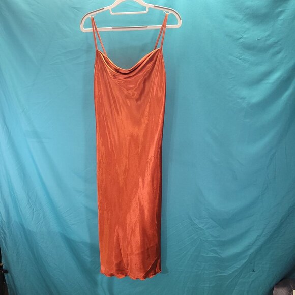 Satin Rust Orange Slip Dress For Women - Bebe - S - Picture 1 of 9